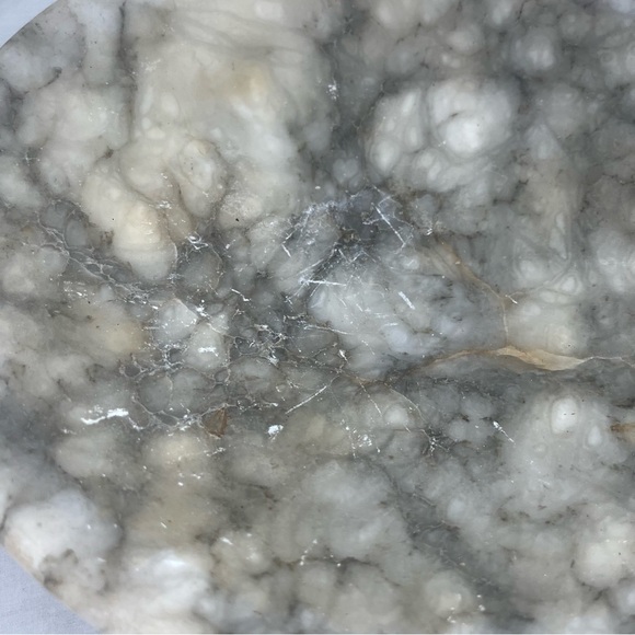 Alabaster Marble Pedestal Bowl Vintage Stone Minimalist Serving Vintage 9.75” - Picture 4 of 7